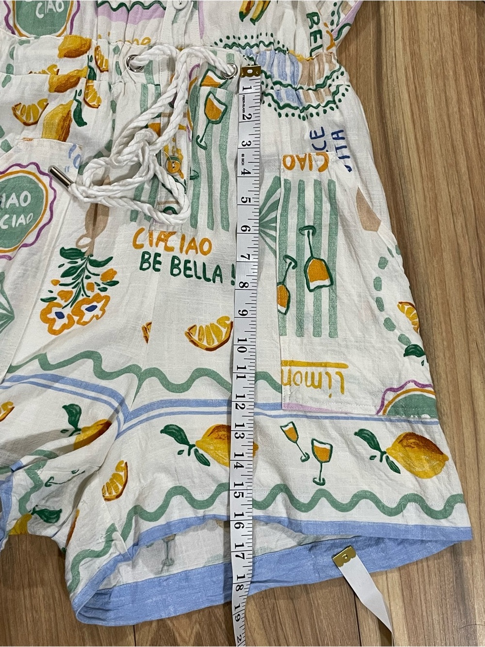 Label of Love Italian Linen Blend Italian Lemon Print “ La dolce vita” Romper - Picture 8 of 11